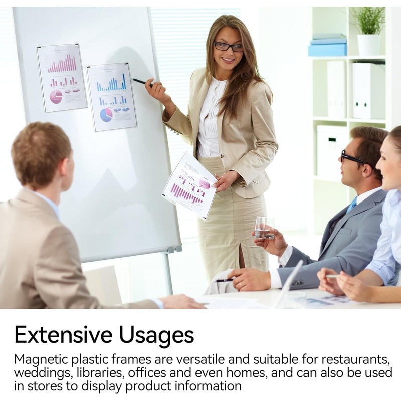 Walquicks Transparent Plastic Magnetic Document Holder, 5 Pack, 8.5 x