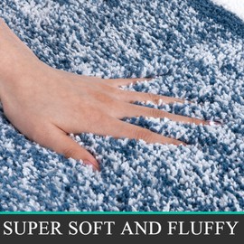 Pauwer U-Shape 50 x 60 cm Toilet Rug Absorbent Toilets Bath Mat Non-Slip Washable Bath Mats and Toilet Mat with Cut-Out for Bathroom (Blue)