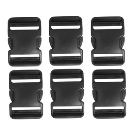6 Pack 2 Inch Flat Dual Adjustable Plastic Side Release Plastic Buckles for Backpacks,Luggage and Other Outdoor Supplies Black