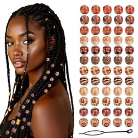 100 Pcs Wood Hair Beads for Braids and Dreadlocks, 12mm Painted Natural Wooden Beads for Loc Dreadlock Hair Accessories for Women