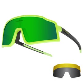Queshark Cycling Sunglasses Cycling Glasses for Men Women 1 Polarised 2 HD Lens Anti UVA UVB for MTB Road Bike Running Fishing Hiking