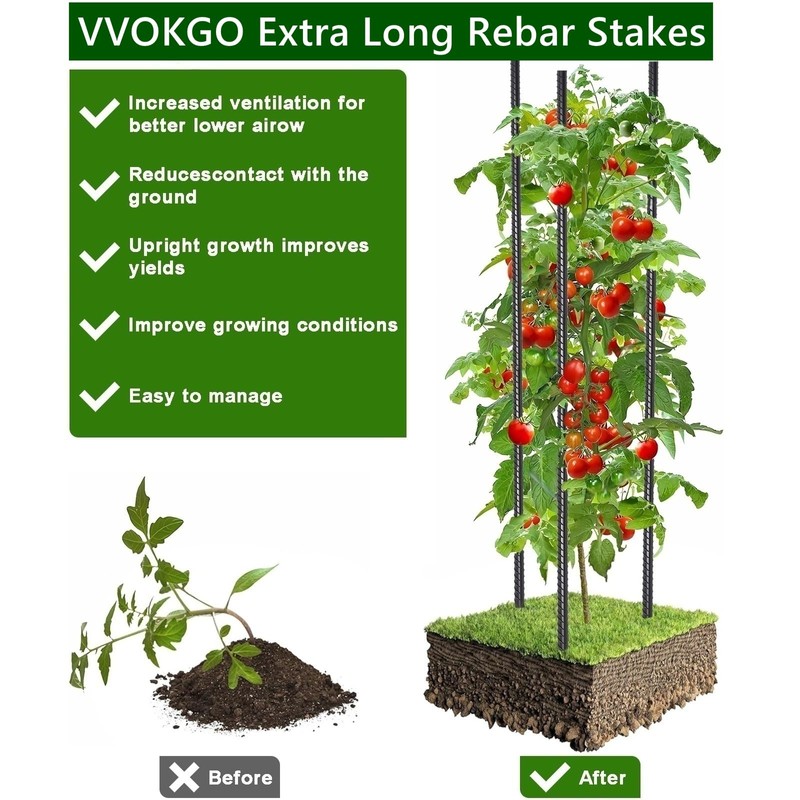 VVOKGO Rebar Stakes 48 Inch 16-Pack Concrete Form Stakes Heavy