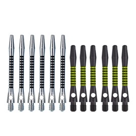 WINMAU Aluminium Ringed Dart Stems (Shafts) in Silver, Black and Green designs in Medium and Short - 4 sets per pack (12 dart shafts in total)