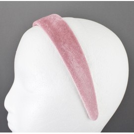 Pink velvet headband soft fuzzy velour hair band accessory 1.25 inch wide plain classic headband mauve pink
