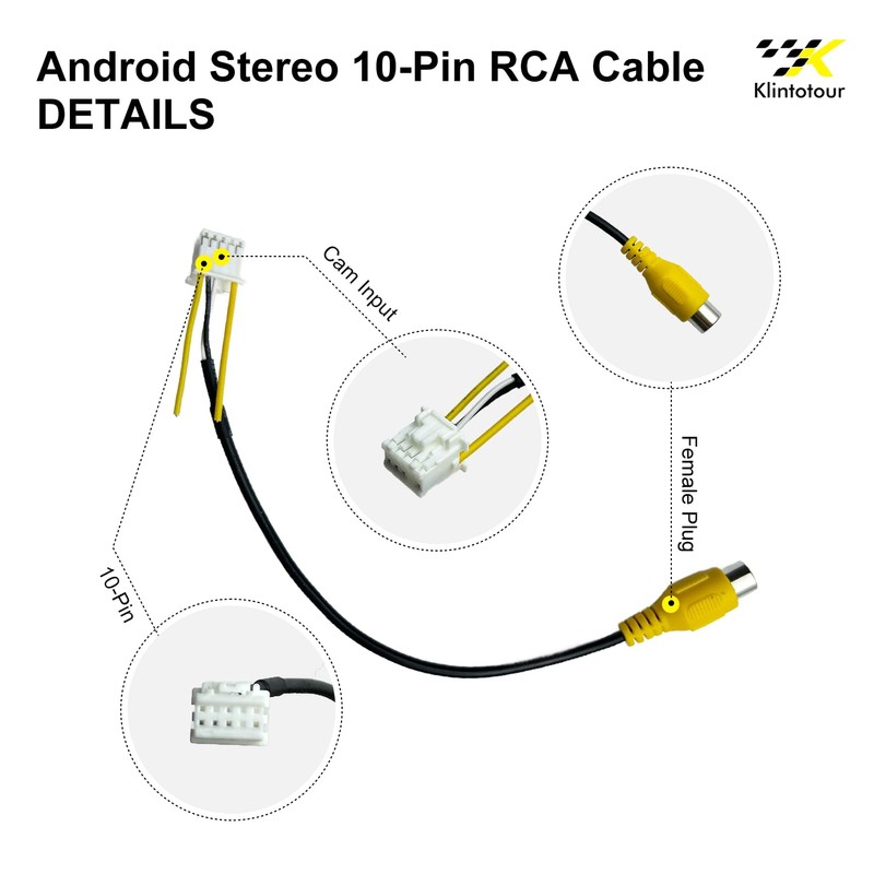 Aftermarket Radio Backup Camera RCA Harness Adapter, 16-Pin Car Stereo