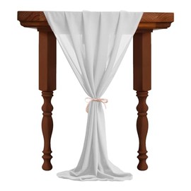 Chair & Chisel Chiffon Table Runner 29x120 in - White - Versatile Styling - Waterproof & Wind-Proof - Elegant Decor - Chiffon Table Runner with Satin Ribbon Ties - Long Chiffon Table Runner