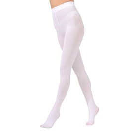 Paralinda Women's 80 Denier Solid Color Opaque Tights, High Waist Footed Pantyhose (White, XXL/3XL)