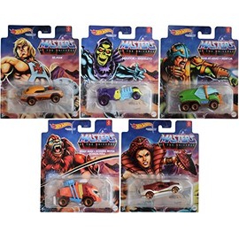 Hot Wheels Masters of The Universe Motu Character Cars Complete Set of 5 Diecast Vehicles