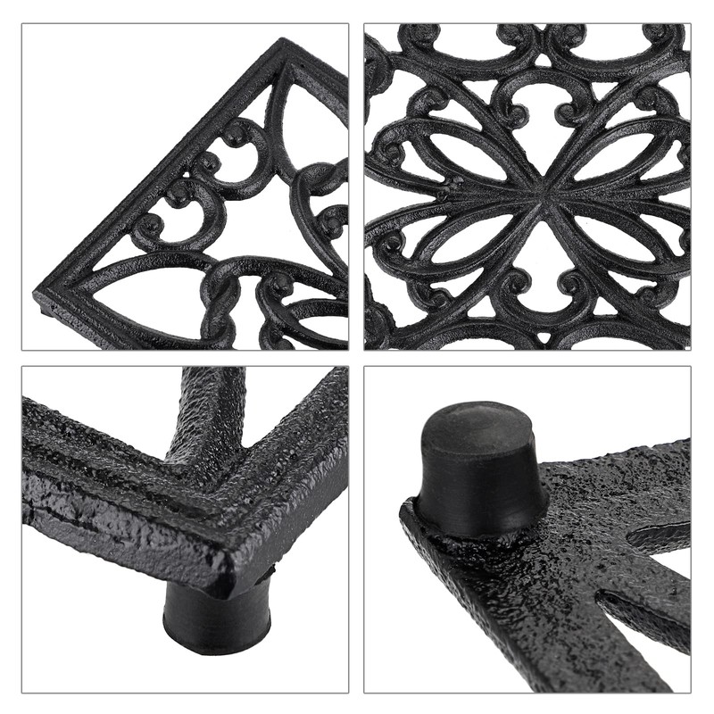 Sumnacon 2Pcs Rectangle 10 x 6.1 Inch Cast Iron Trivet