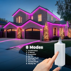 West Ivory 1143LEDs, 150ft Pink Outside LED Rope Light, 8 Modes, Connectable Outdoor Permanent Waterproof Accent Exterior Lighting, PVC Case, Holiday, Backyard Patio, Home Garden, Decorative