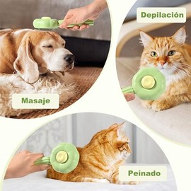 2 Piezas Cepillo para Gato, Autolimpiante Cepillos de Aseo para MascotasRemovedor de Cabello, Cepillos Pelo Gato Inoxidable con Puntos de Goma, para  