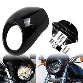 HDBUBALUS Headlight Fairing Cover Gloss Black Front Cowl Fork Mount Headlamp Mask Visor Fit for Harley Sportster XL883 XL1200 Dyna