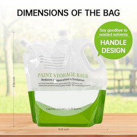 4 Pcs Paint Storage Pack Bags, 1.2L Reusable Paint Saver Bags with Funnel for Leftover Water Based Paint, Airtight Pouches for Easy Mixing & Dispensing for Home DIY Professional Painters