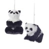 Kurt Adler 4" Plastic Furry Panda Ornament 2/Asstd