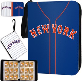 Baseball Card Binder with 900 Sleeves - New York Blue Trading Card Holder - 3 Ring Binder Storage Book