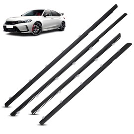 4Pcs Window Weather Stripping Moulding Weatherstrip Trim Seal Belt Compatible with Honda Civic 2012-2015 4 Door Sedan, Replace#72450-TR0-A01 72410-TR0-A01 72950-TR0-A01 72910-TR0-A01