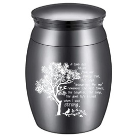 CREATCABIN Small Keepsake Urns Mini Cremation Urn for Human Ashes Black Tree Aluminum Sharing Funeral Urn Memorials Ashes Holder Rose Miniature Container for Brother Family Friends Pets 1.6x1.2Inch