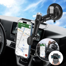 Car Phone Holder, Car Holder, Smartphone Holder, Car, 3-Axis Mechanical Telescopic Arm, Long Version, 360 Degree Rotation, Super Strong Vacuum Suction Cup for Improved Stability, Compatible with