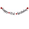 Ycinas Happy 21st Birthday Banner, Pre-Strung,Black Glitter Paper Garlands for