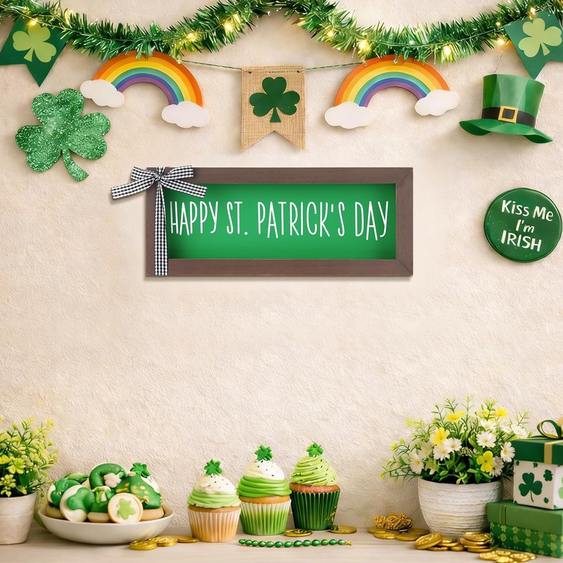 Hekocap St Patricks Day Decor - Wooden Happy St Patricks
