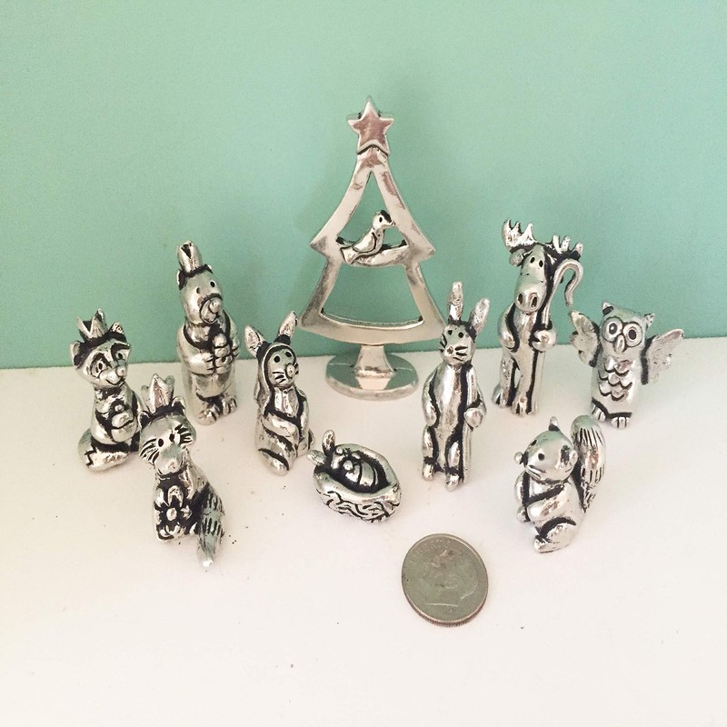 Basic Spirit Woodland Nativity Set (10 Pc) Handcrafted Pewter Figurine