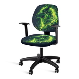 ELEDIZI Wolf Galaxy Office Chair Cover Cool Gaming Chair Covers Soft Desk Chair Slip Covers without Arms Decorative Computer Office Chair Cover Chair Covers Seat and Back 2 Pcs Office Chair Dust Cover
