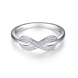 AVECON Promise Rings for Her with Round Cut White Cubic Zirconia CZ Twist Hollow Design Engagement Band for Women Size L 1/2