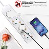 EXTRASTAR 4-Way Power Strip, Flat Plug Multiple Socket with 3
