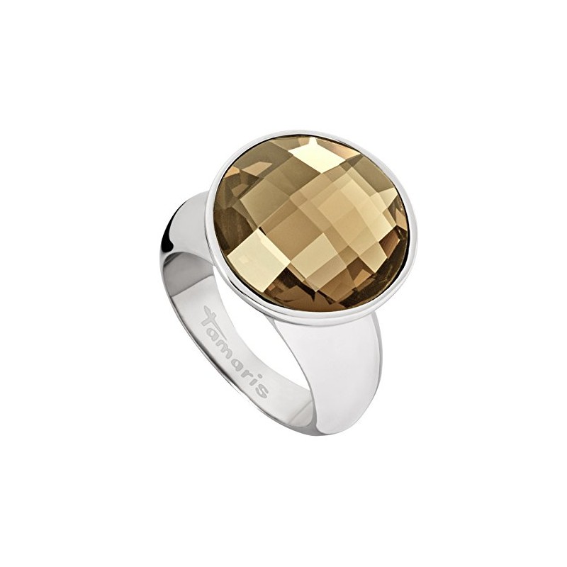 Tamaris Women's Ring Stainless Steel Glass Jane Brown Size 54