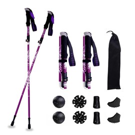 D.DOT トレッキングポール 2本セット パーブル Lサイズ アルミ製 折りたたみ式 男女兼用 軽量 五段式伸縮シャフト 伸縮 調整可能 登山 ストック 杖 ウォーキングポール グリップ 歩行補助 収納袋付き ハイキング 旅行 アウトドア