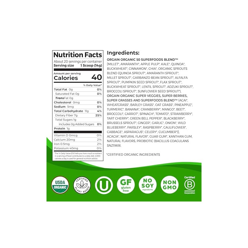 Orgain Original Superfoods Orgánica | Nutrición Completa | 0.62 libras
