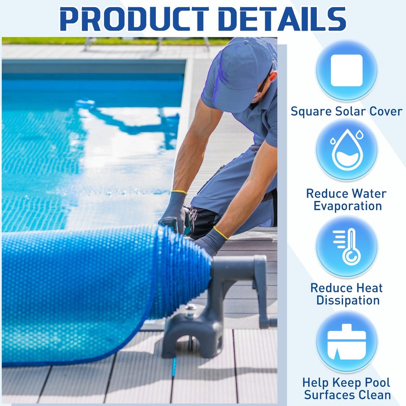 Amylove 8 x 8 ft Pool Hot Tub Solar Cover,
