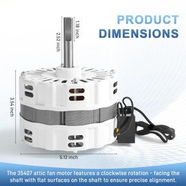 35407 Attic Fan Motor Replacement for AIR Vent 120V,1500 RPM Electric Attic Fan F0812B3146, F0816B4732,4310655