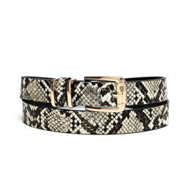 IFENDEI Women Waist Belts for Dresses Thin Black Skinny Leather Belts with Gold Pin Buckle Snake Medium