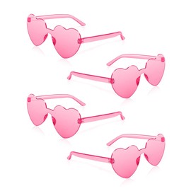 SUNYIWJIE 4 Pairs Pink Heart Sunglasses for Women Men Bulk Transparent Pink Heart Shaped Sunglasses Bachelorette Party Glasses Fun Sunglasses for Party Favor to Add A Splash of Fun And Style (4)