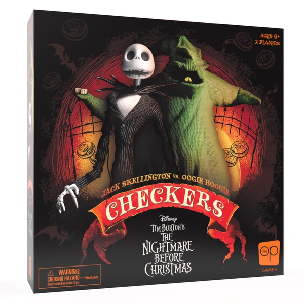 USA-OPOLY | Nightmare Before Christmas: Jack vs Oogie Boogie Checkers | Checkers | Ages 6+ | 2 Players | 30 Minutes Playing Time