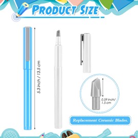 2 Pcs DIY Diamond Painting Parchment Paper Cutter Precision Craft Ceramic Blade Knife Pen for Cutting Paper Art with Replaceable Blade (Blue, White)