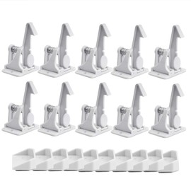 Surplex Pack of 10 Child Safety Cabinet Lock, Baby Safety Invisible Cabinet Lock for Drawers and Cupboard Doors, Mounting without Drilling and Screws (White)