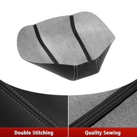 KBH Center Console Armrest Replacement Cover for Nissan Maxima 2016-2023, Car Arm Rest Lid Upholstery, Vinyl Leather, Black-Gray Stitch (Leather Part Only)