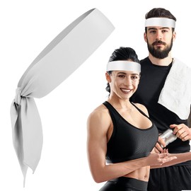 WLLHYF 1 x Headband Sports Headband Unisex Adjustable Elastic Bandana Hair Band Sweatbands for Women Men Basketball Football Outdoor Activities (White)