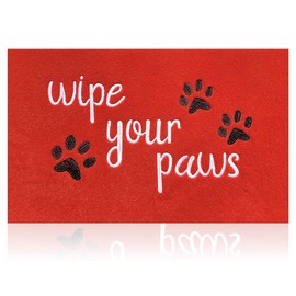 HLFMVWE Welcome Mat Red Front Doormats Indoor Entrance Funny Door mats Wipe Your Paws Mat Outside Door Mats for Indoor Outdoor with Non Slip Rubber Mat Dog Mats