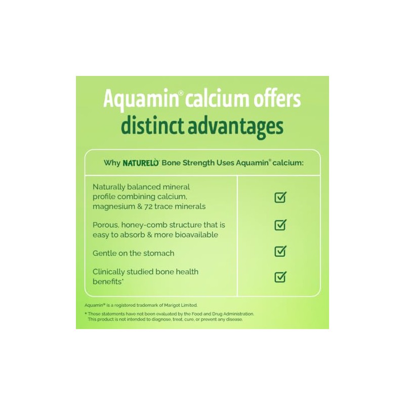 NATURELO Bone Strength with Plant-Based Calcium | 120 Capsules |