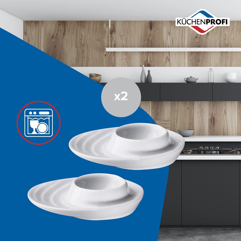 Küchenprofi Set of 2 Egg Cups with Oval Base, White