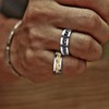 2pcs Mens Ring for Anxiety Relief - Stainless Steel Black