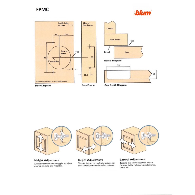 Blum Clip top BLUMOTION Soft-Close Hinges, 110 Degree, Self Closing,