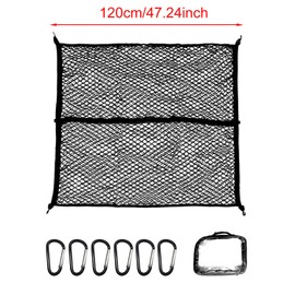 Luggage Net 120 x 120 cm Highly Elastic Boot Net Extends to 210 x 210 cm Car Net with 4 Robust Hooks for Pickup Trucks, Trucks, Trucks, Double Layers