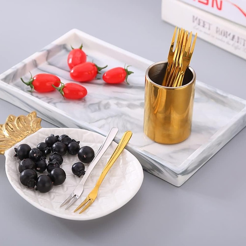 Gold Stainless Steel Fruit Fork Holder Dessert Spoon Holder Food