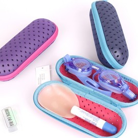 Round Swimming Goggles Storage Case Case Navy 8ea