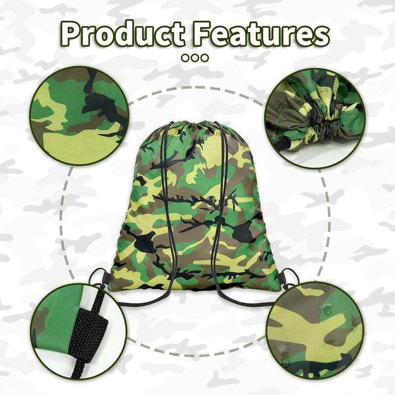 YUQILIN 120pcs drawstring bags bulk, drawstring backpack bulk camouflage drawstring