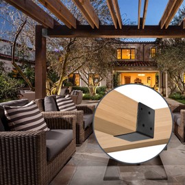 Rasugarlary 4 Pcs Deck Railing Brackets Connectors for 4"x4", 4"x6" Railing Wood Post, Heavy Duty Mounting Joist Hanger Brackets with Screws, Black